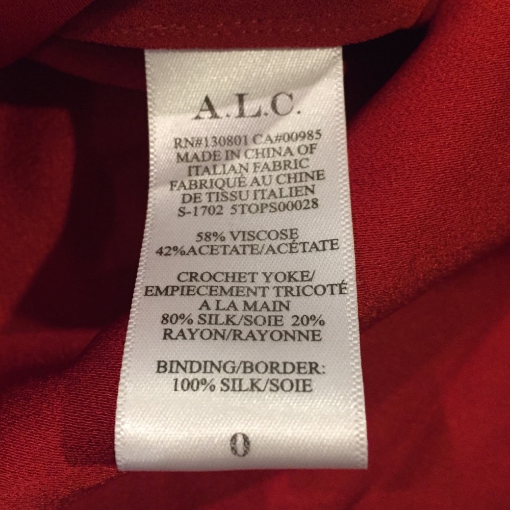 NWT A.L.C. Quinn Crochet Silk Blouse Tank Top 0 red - Picture 7 of 8